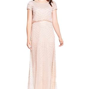 Adrianna Papell Women's Short Sleeve Blouson Beaded Gown